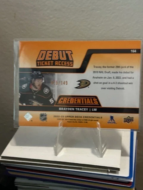 2022-23 Upper Deck Credentials - Debut Ticket Access Brayden Tracey #164... - Image 2 of 3