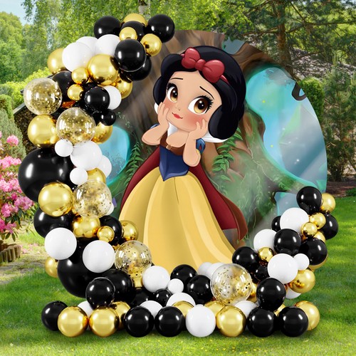 Round Snow White Backdrop Princess Birthday Party Circle Background Banner - Picture 2 of 7
