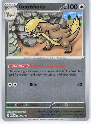Gumshoos Reverse Holo ME01: Mega Evolution 110/132 NM