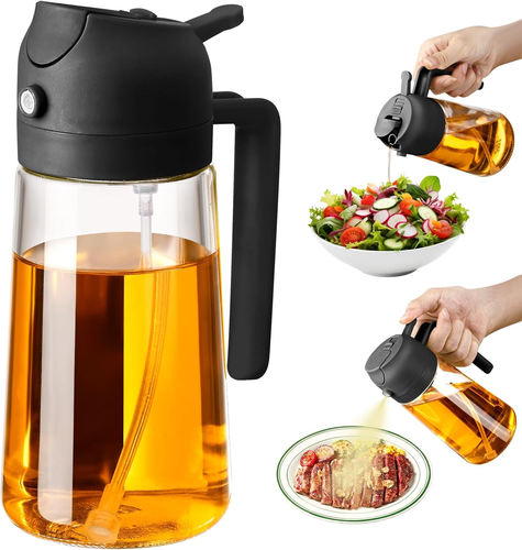 Spruzzatore E Dosatore Olio 2 In 1 In Vetro 250 Ml – Per Cucina, BBQ E Friggitrice Ad Aria