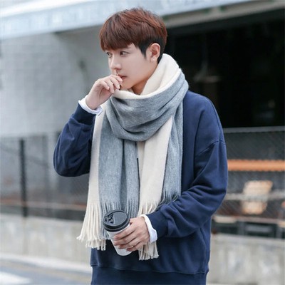 Winter Men's Knitted Scarf Warm Neckerchief Patchwork Striped Scarves So