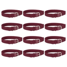 Baseball Belt Softball Belt Fit for Youth- (12 Pack, Dark Red)