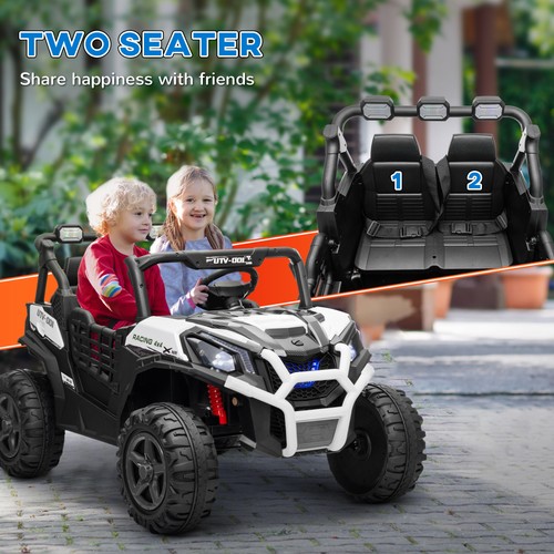 2 Seater 24V Electric Car for Kids with Remote Control, White - Picture 6 of 11
