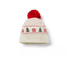 Janie and Jack Baby Fair Isle Pom Beanie in Cream And Sugar Size 12-18 Months