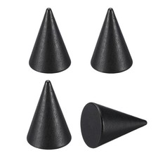 Wood Cone Ring Holder, 4 Pcs Finger Jewelry Display Stand, Black 50x35mm