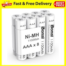 BONAI 1100mAh AAA Rechargeable Batteries High Capacity 1200 Cycles 8 pack 1.75 per battery