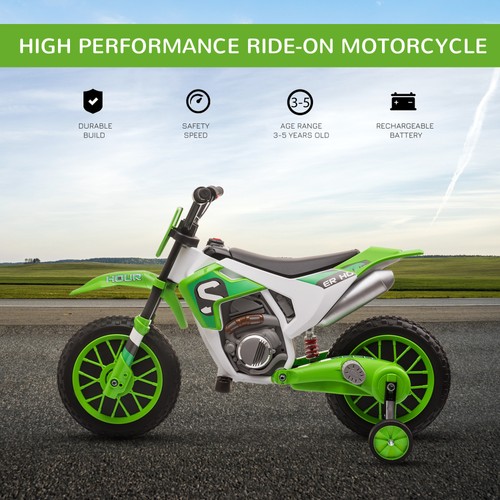 12V Ride On Dirt Bike Electric Off Road Motorcycle Toy with Training Wheels - Picture 5 of 11