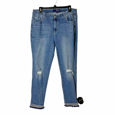 Denim 24/7 Stretch Embellished Hem Jeans Distressed 16W