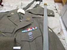 KOREA WAR ARMY UNIFORM 34R (COMPLETE UNIFORM) TIE-BELT-HAT-PANTS-JACKET-SHIRT