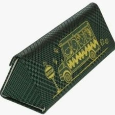 SNOOPY Foldable Glasses Case - Green Check Pattern, Includes Cloth, Used