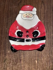 Jolly Santa Trinket Dish or Soap Dish Spoon Rest Christmas Decor Red and White