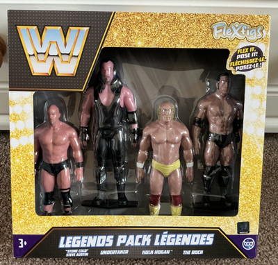 Flexfigs WWE Legends Pack 4 Figuren Stone Cold Undertaker Hulk Hogan The Rock