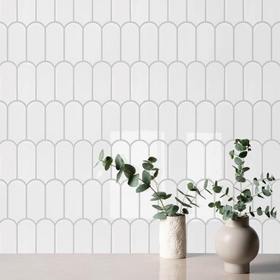 Vamos Tile Upgraded Thicker Design 11.1''x12''x2.5mm, White with Grey Grout 10pk