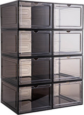 Upgrade Harder Solid Plastic Hat Organizer for Baseball Caps, 8 Pack Stackable H