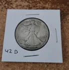 1942 d circulated Walking Liberty half dollar