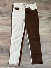 Abercrombie Kids Girls High-Rise Straight Colorblock Jeans Brown/White 15/16