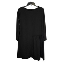 Le Muse Little Black Dress Lagenlook Long Sleeve Boat Neck A-Line Dress Medium