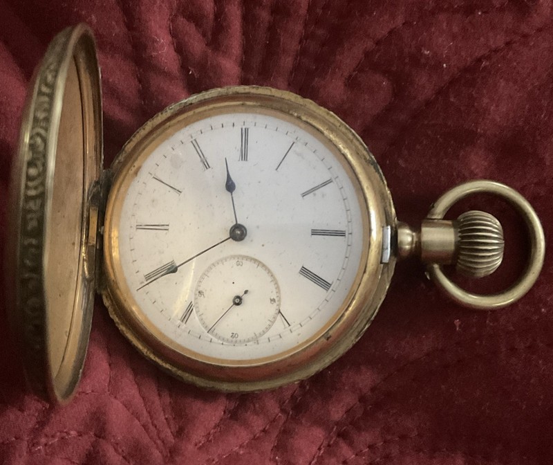 Antique Swiss Pocket Watch Warranted Aluminum Hunter Case 16s Key Wind Set
