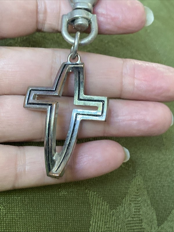 VTG Modern Art Cross And Jesus Fish Key Ring Clip On