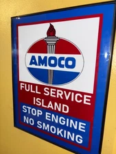 Amoco Service Oil Gas Service Station Garage Mechanic Advertising Sign