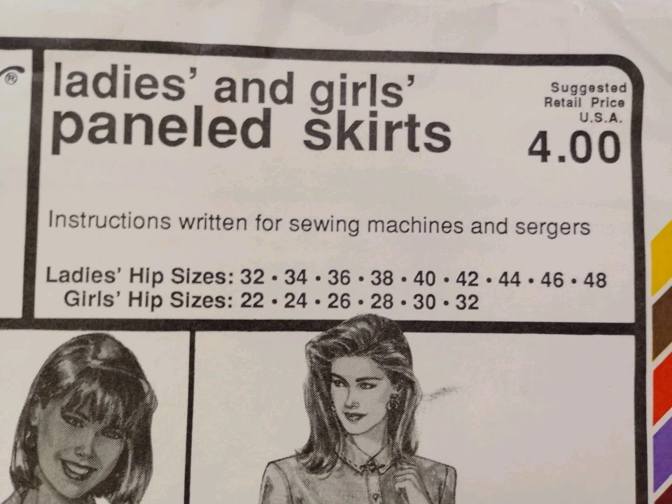 Stretch & Sew 458 Paneled Skirt Sewing Pattern Ladies Girls Matching Straight UC - Image 3 of 4