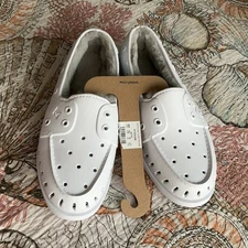 Sperry Top-Sider White Faux-Fur Lined Slip-On Boat Shoes Men’s 9.5