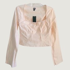 Wild Fable Pink Corset Cropped Top Sweatheart Neck Long Sleeve Medium NWT