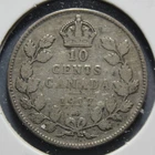 1917 Canada King George V Silver 10 Cents Coin