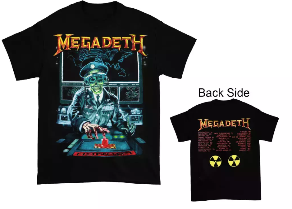 1990 Megadeth Rust in Peace Two-Sided Black Graphic Unisex Tee