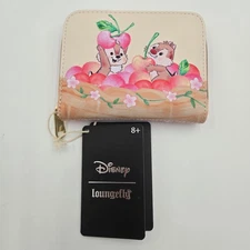 Disney Loungefly Chip Dale Cherry Basket Zip Around Wallet NWT
