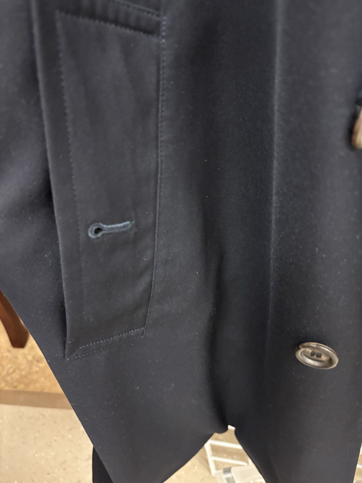 Rare Burberry London Made To Order Custom Car Coat Navy Blue Nova Check M 38 image 10