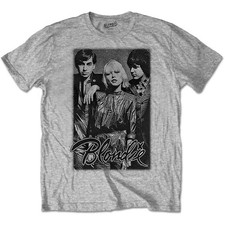 Blondie T Shirt Promo Shot Band Logo Debbie Harry new Official Mens Grey