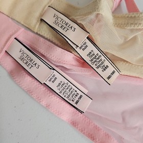 LOT OF 2 Victoria Secret Unlined Demi Bra Pink & Beige Lace Floral Size 38D Bras