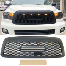 Black Front Grille Fits For Toyota Sequoia 2008 - 2018 Bumper Grill With Light