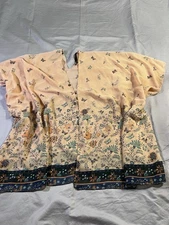 Flower Butterfly Print Light Pink Cover Up Shirt One Size Fits Most Women's Top