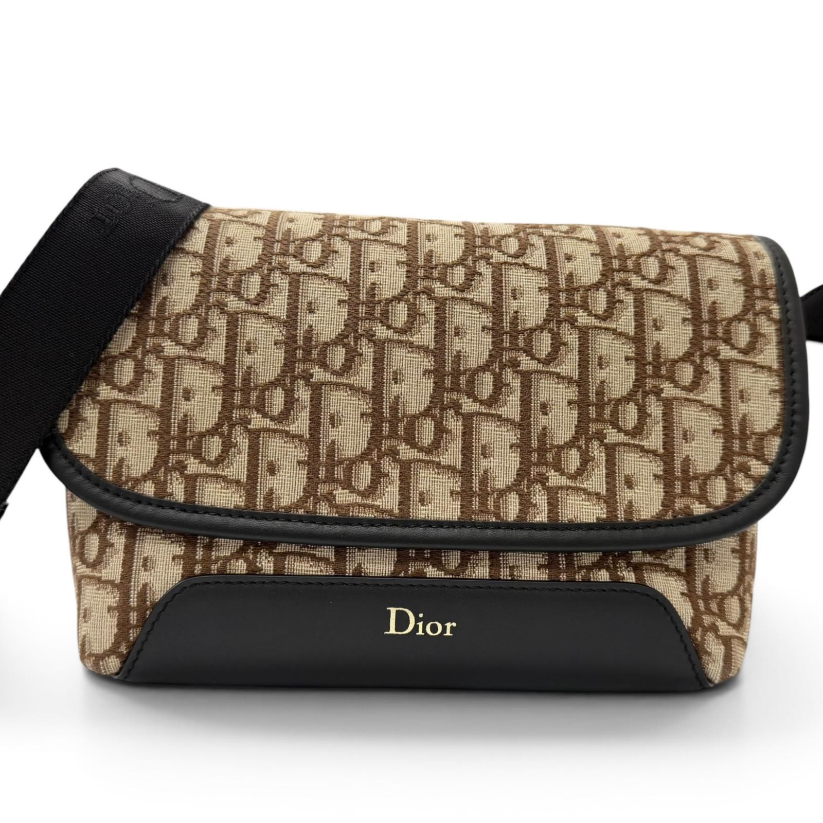Pristine Dior HOMME Shoulder Bag Dior Jett1 Flap Messenger Bag Mini Oblique