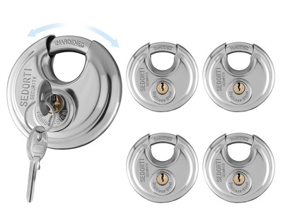 5-Pack Discus Padlocks Keyed Alike, 2-3/4 inch Wide, Stainless Steel 304 Roun...