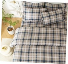 7PCS Checkered Bedding Set,Soft Blue Checkered Comforter and Full Plaid