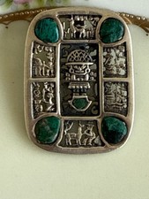 Vintage 70s Pervian Peru Tumi Storing Telling Pendant Green Malachite 