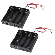 2Pc Wired Connector 4 x 1.5V AA Battery Holder Plastic Case Storage Box