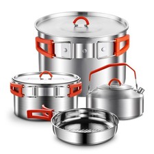 Camping Cookware Set,Camping Cooking Set,304 Stainless Steel Camping Pots and...