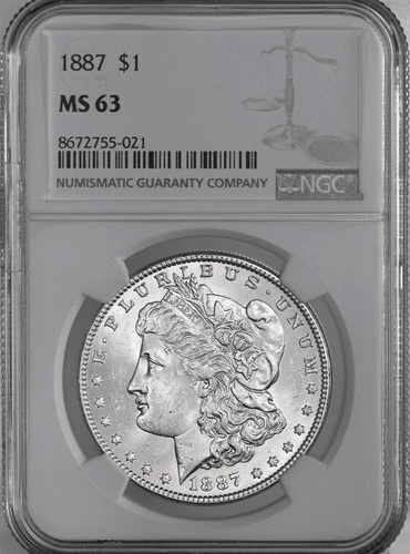 1887-P  $1  MORGAN SILVER DOLLAR  "PHILADELPHIA"  NGC MS63  #8672755-021
