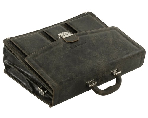 Herren Aktentasche Leder Braun Designer Ledertasche Laptoptasche Herrentasche - Bild 6 von 12