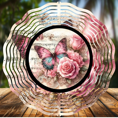 Butterfly/Floral #15, Wind Spinners 8'' Sublimated, High Quality Aluminum (ws141)
