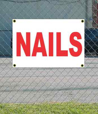 2x3 NAILS Red  White Banner Sign NEW Discount Size  Price FREE SHIP