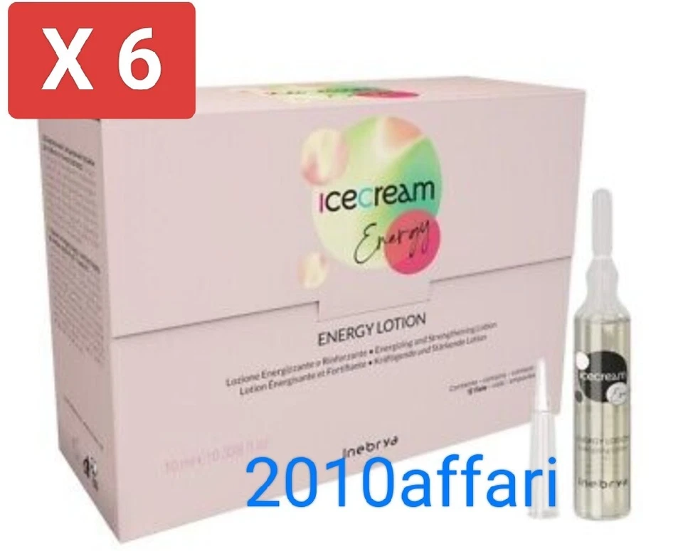 Inebrya Ice Cream Energy Lotion Lozione Energizzante 12 Fiale 10ml - 6 Pezzi