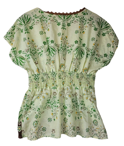 Vtg Sam & Max Babydoll Tunic Top Women's S Green Earthy Hippie 70s Y2k Deep V - Picture 3 of 24