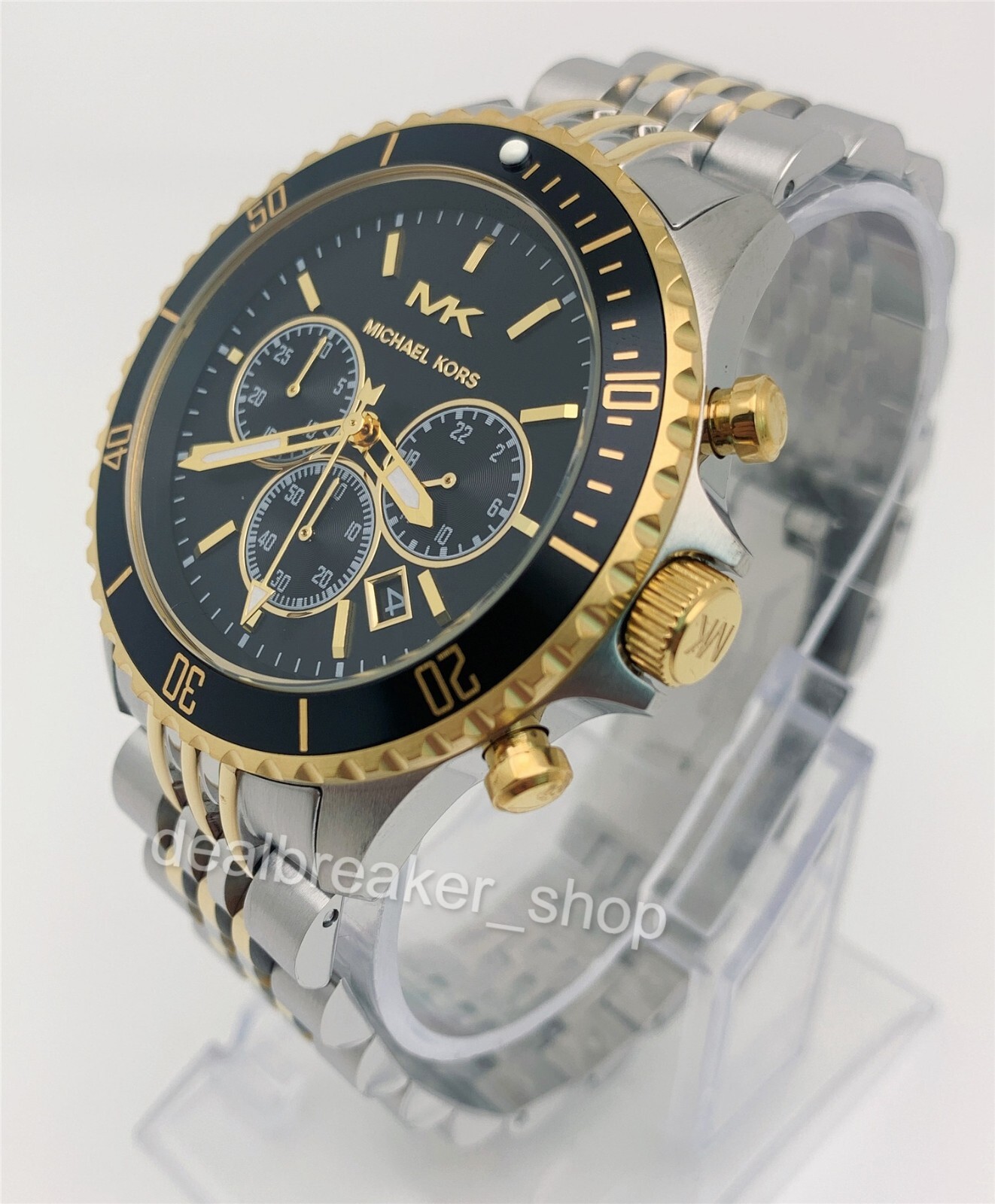 Michael Kors MK8872 Bayville Two Tone Gold & Silver Black Dial Men's