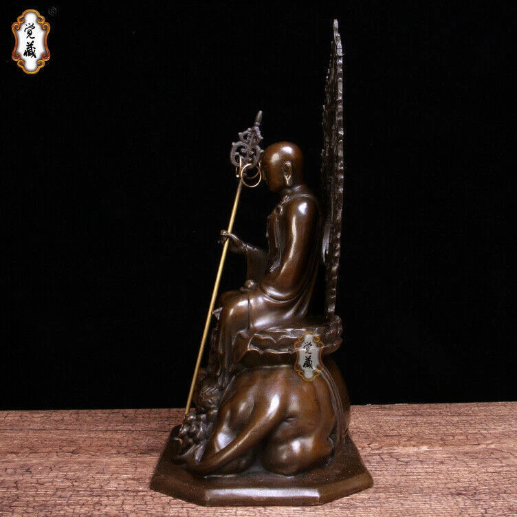 Estatua titada líder del Inframundo Ksitigarbha Boddhisattva de bronce púrpura titado Foto 4 de 4