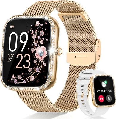 MARKENLOS Smartwatch Damen Frauen mit Telefonfunktion Armbanduhr für iPhone Samsung Huawei